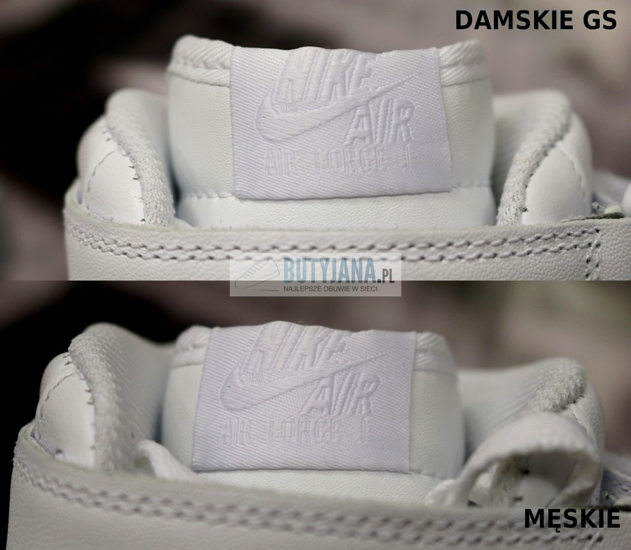 Naszywka logo Nike Air Force damskie i męskie porównanie